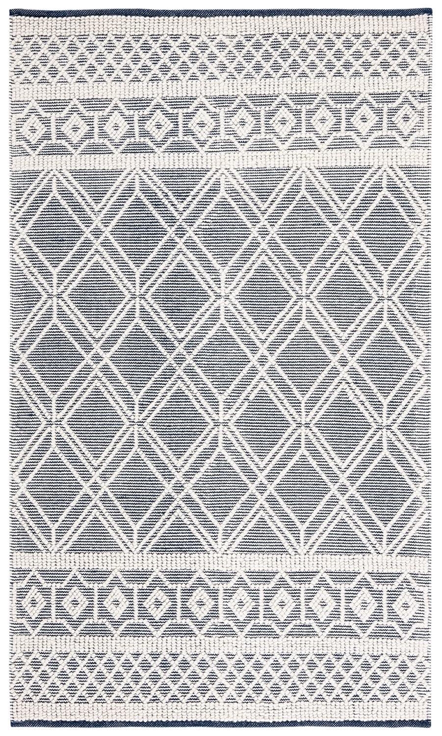 Natura NAT826 Hand Woven Area Rug - Ivory/Navy - 4'x6' - Safavieh.
