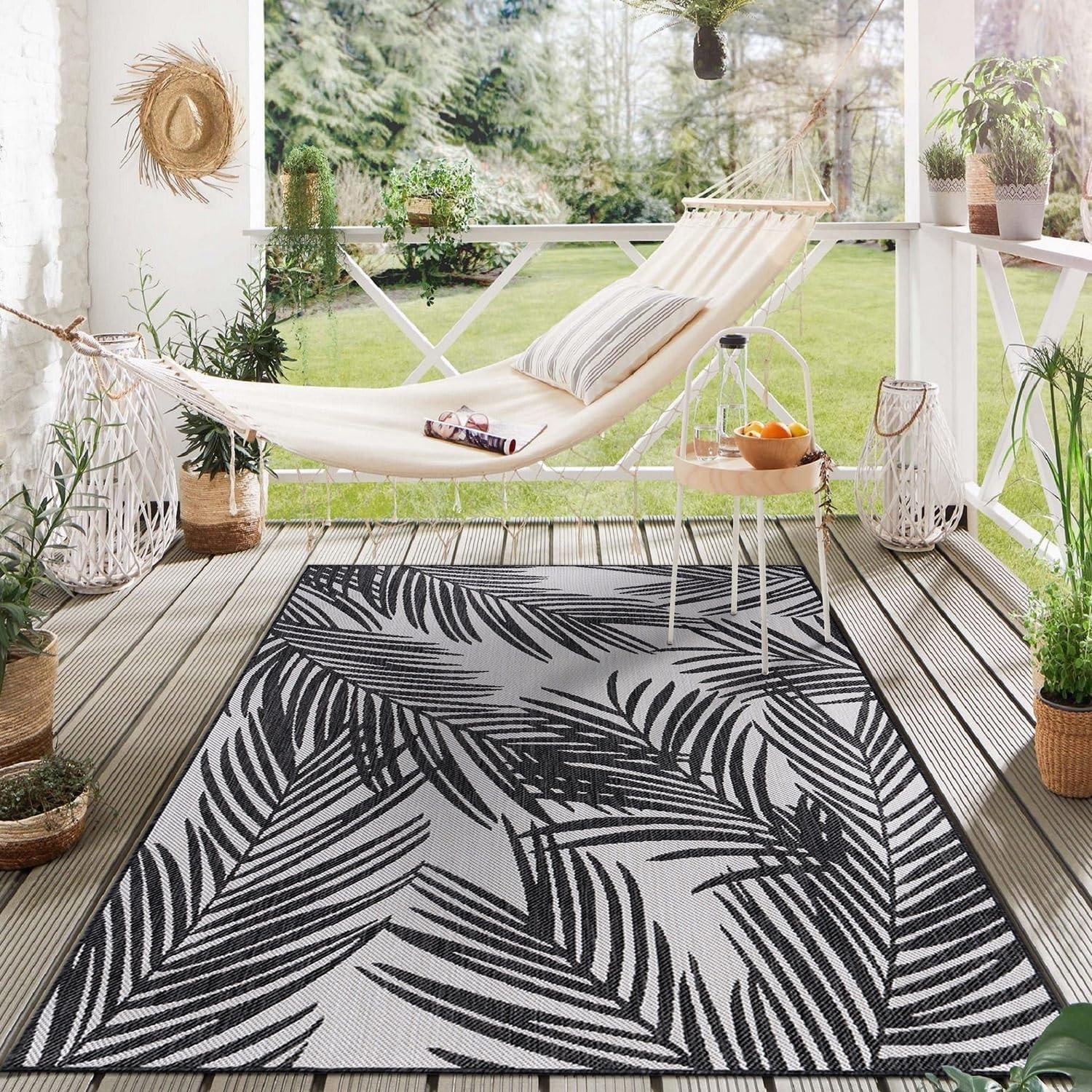 World Rug Gallery Contemporary Distressed Leaves Textured Flat Weave Indoor/Outdoor Area Rug