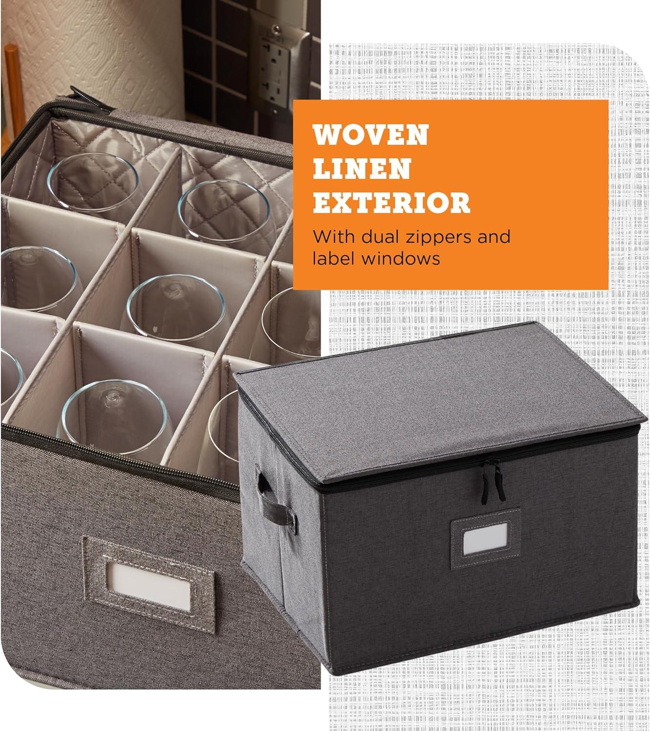Storagelab China Storage Set, Hard Shell and Stackable, Felt Plate Dividers Included, Gray