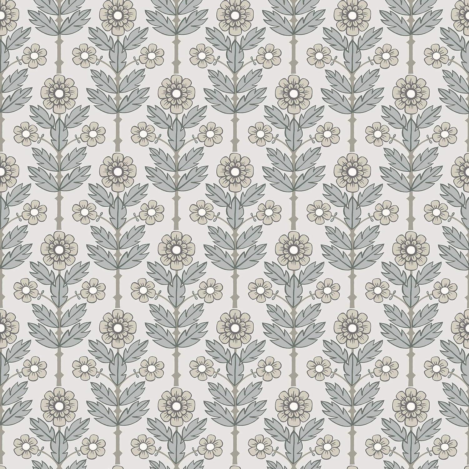 A-Street Prints 2948-28005 Aya Floral Wallpaper, 20.5in by 33ft, White