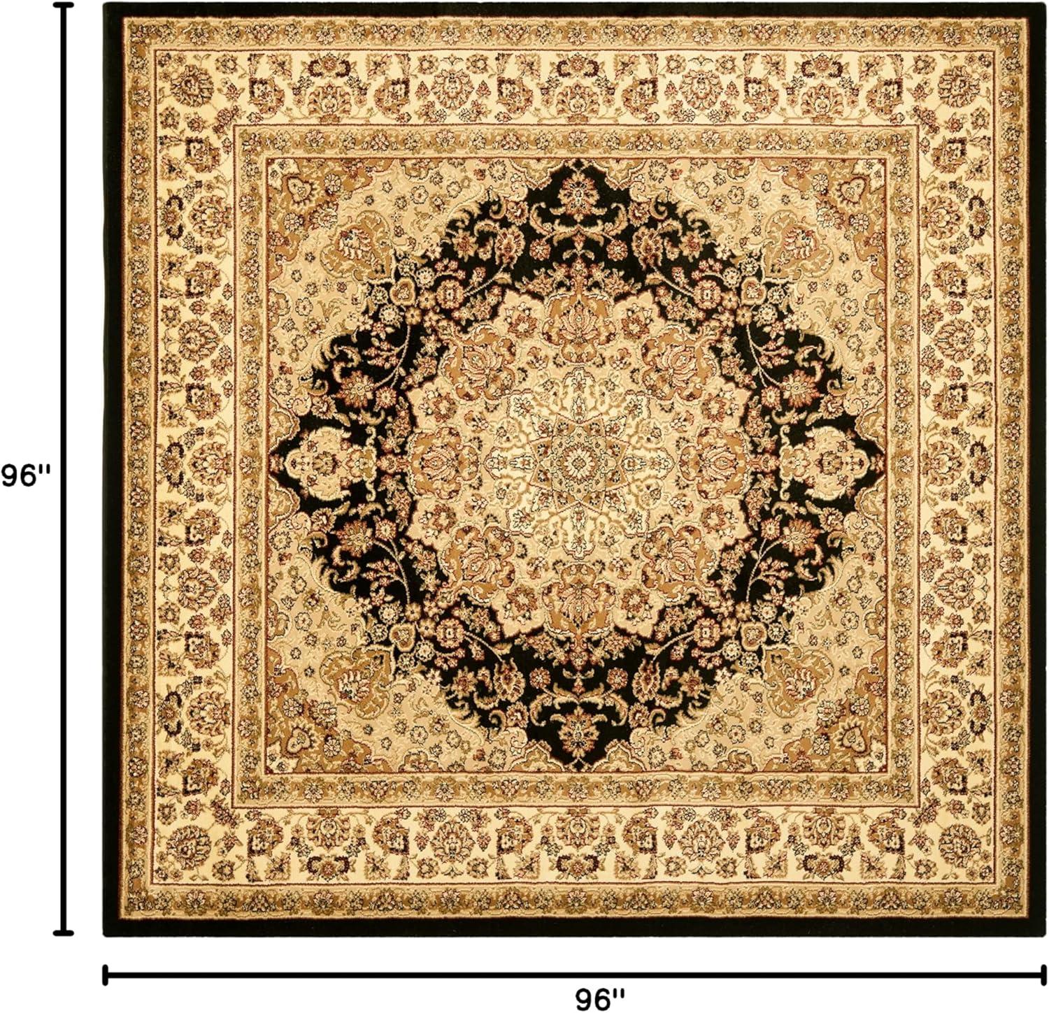 Lyndhurst LNH222 Power Loomed Area Rug - Black/Ivory - 8'x8' - Safavieh