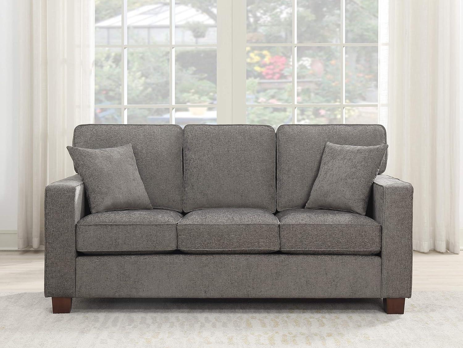 Russell 3 Seater Sofa in Taupe Gray Fabric 3 Cartons