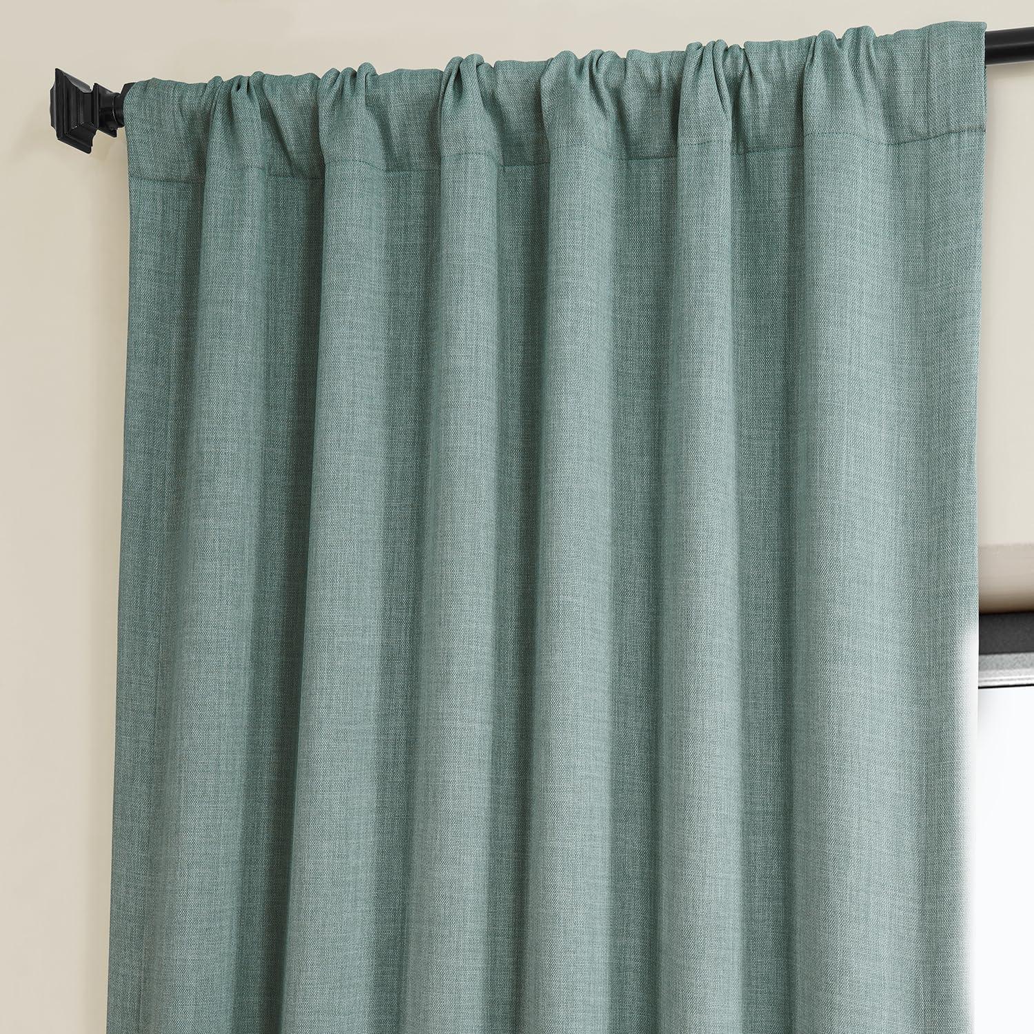 HPD Half Price Drapes Sea Thistle Faux Linen Room Darkening Curtains for Bedroom & Living Room Curtains (1 Panel), Door & Window Curtains 108 inches long, Rod Pocket Curtains, 50W X 108L