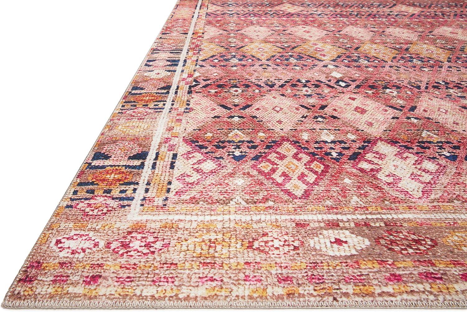 Magenta and Multicolor Synthetic Bohemian 9' x 12' Area Rug