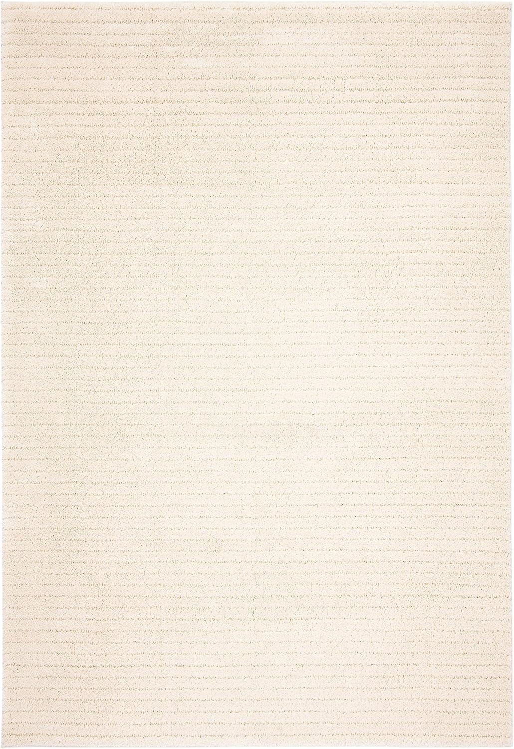 Ivory Shag Elegance 4' x 6' Hand-Knotted Synthetic Area Rug