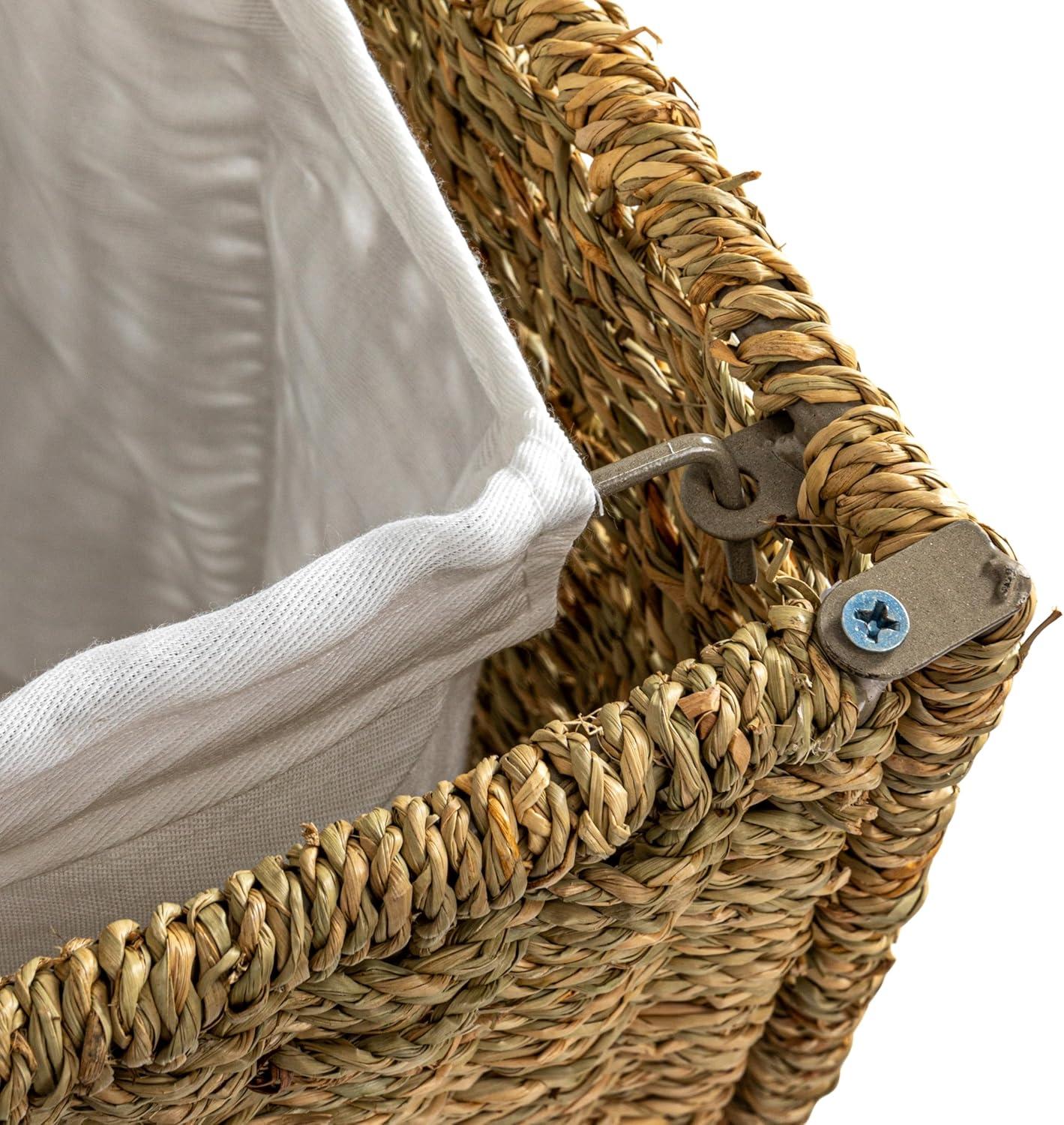 3 Compartment Laundry Sorter, Wicker Laundry Sorter, Gray