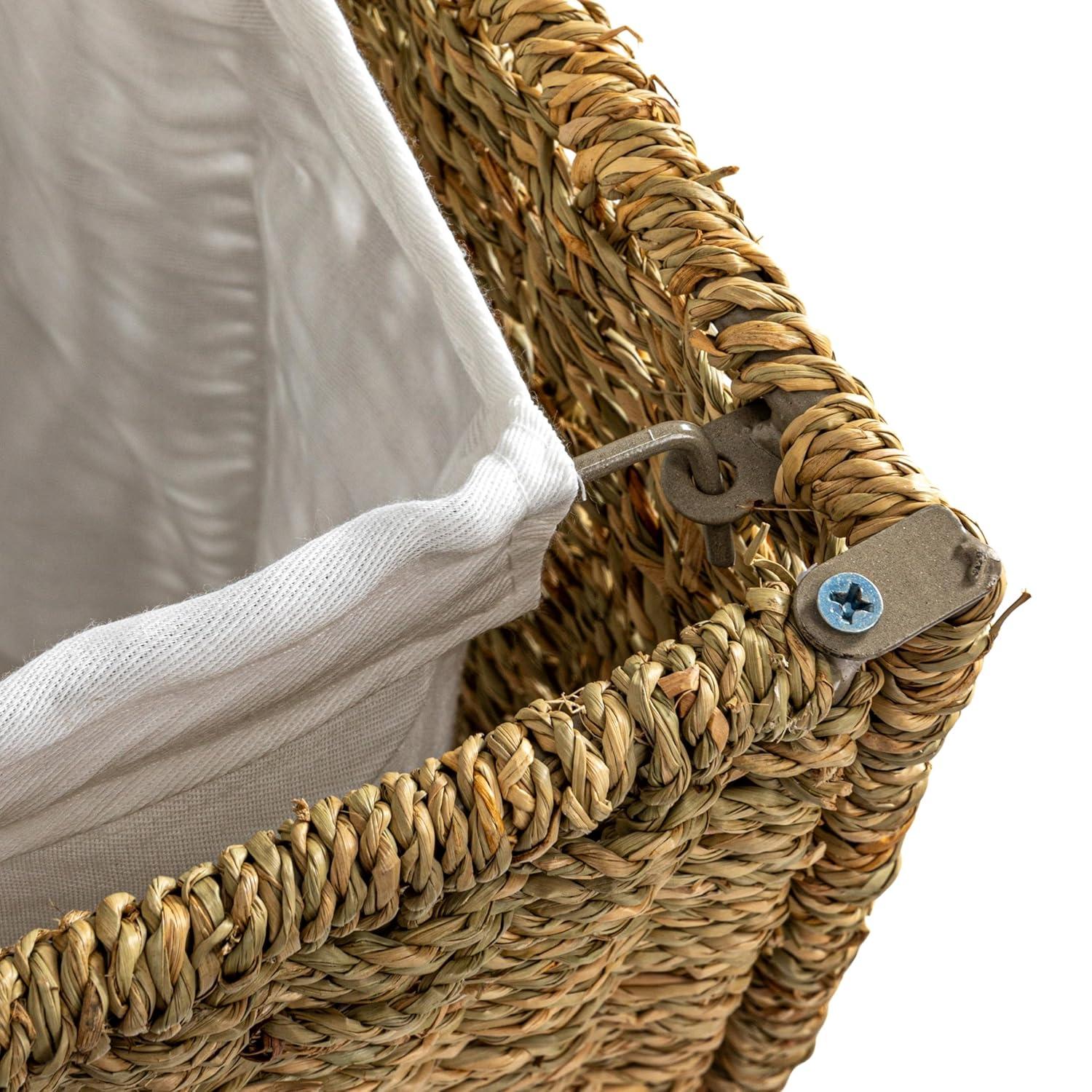3 Compartment Laundry Sorter, Wicker Laundry Sorter, Gray