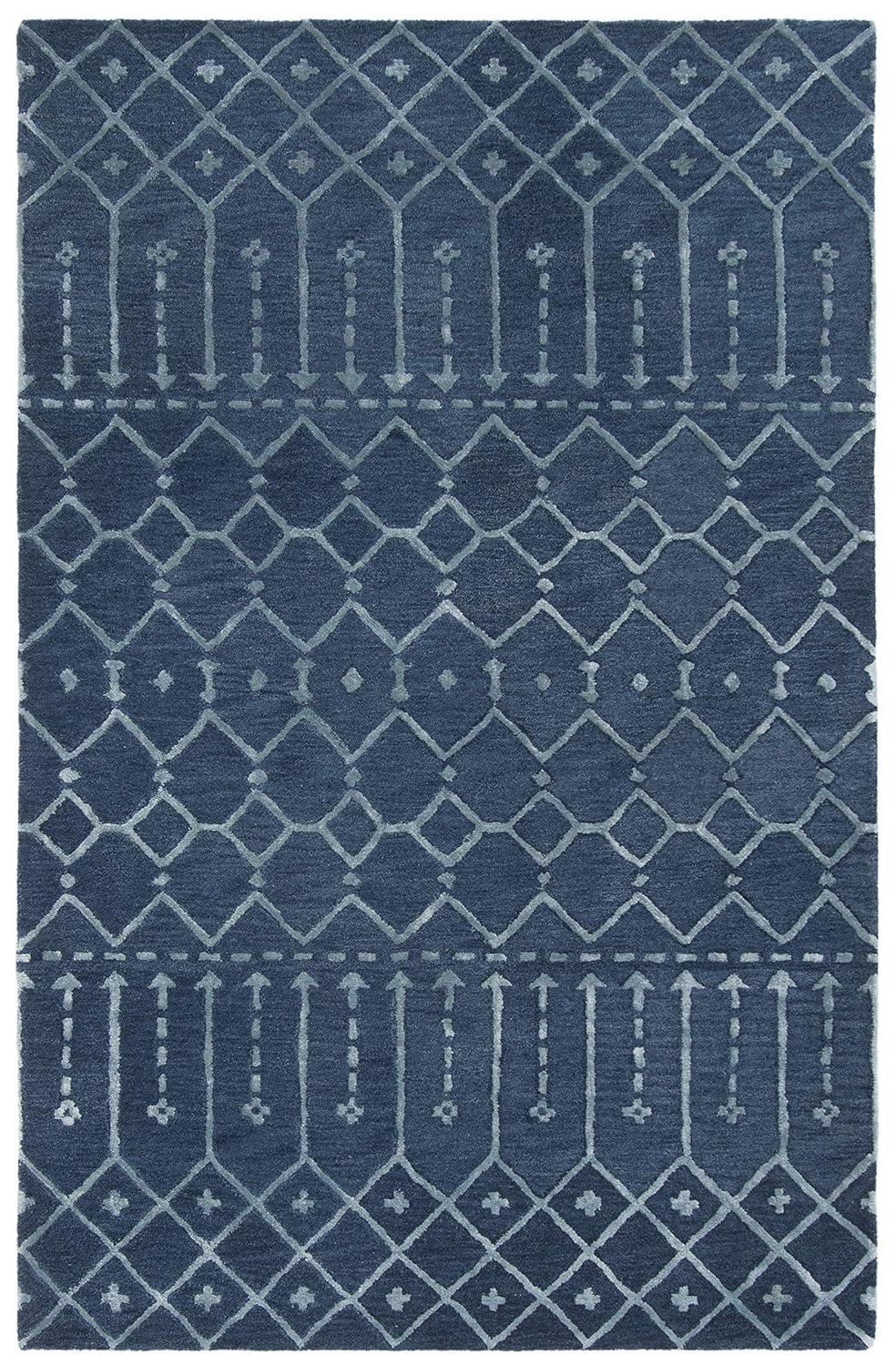 SAFAVIEH Himalaya Darin Geometric Wool Area Rug, Navy/Silver, 5' x 8'