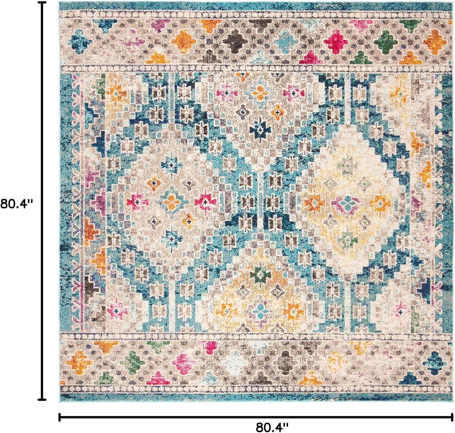 Madison MAD418 Power Loomed Indoor Area Rug - Dark Blue/Yellow - 6'7"x6'7" - Safavieh
