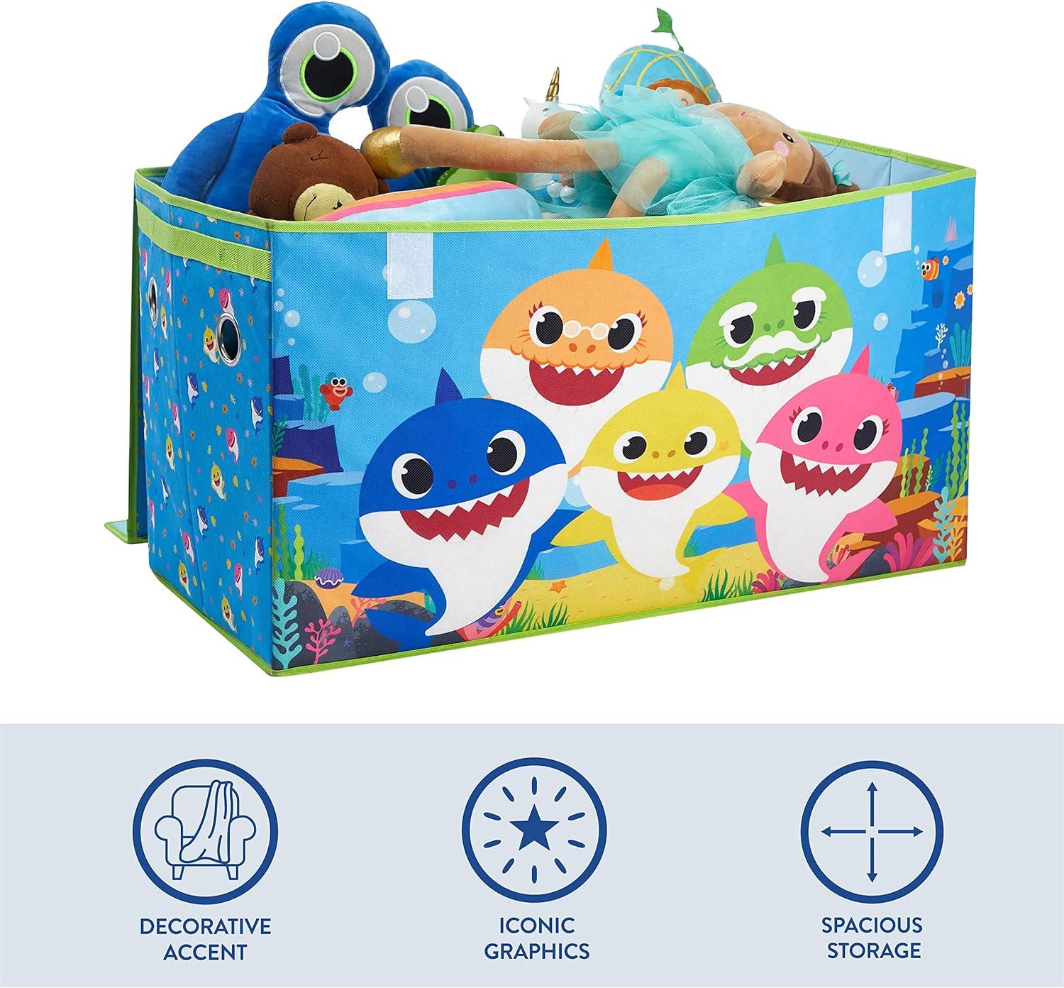 Pinkfong Baby Shark Blue Soft Polyester Canvas Collapsible Toy Storage Trunk for Kids