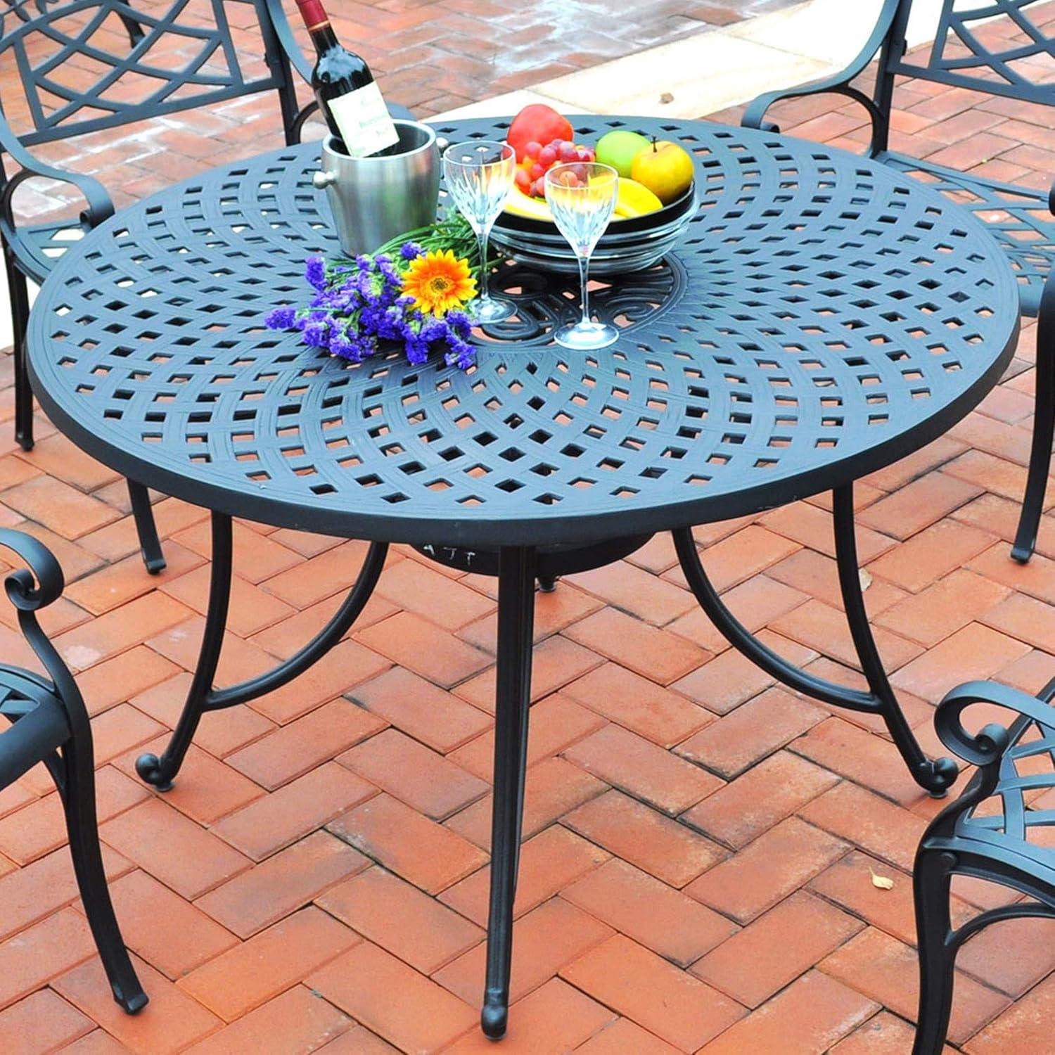 Sedona 46" 5pc Outdoor Dining Set with Highback Chairs - Black - Crosley