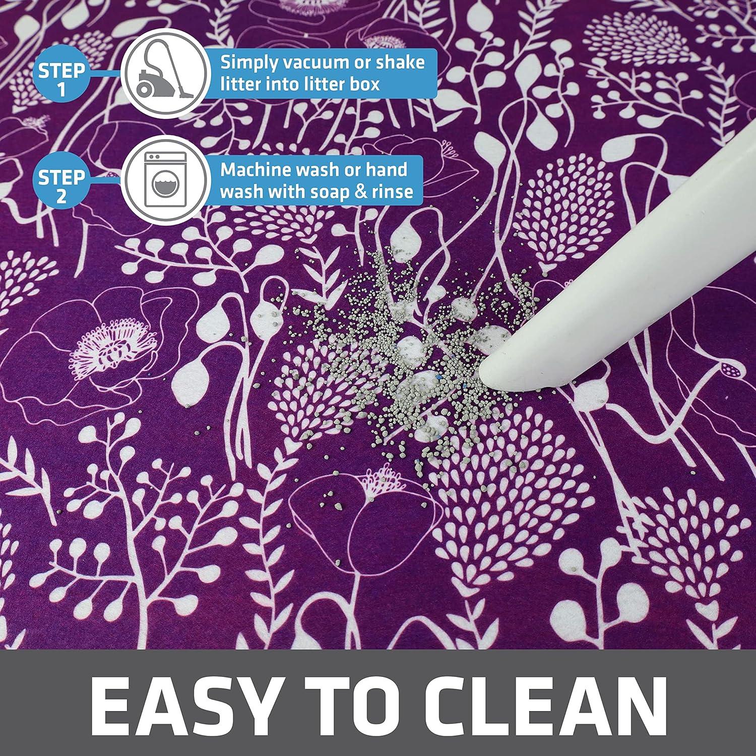 Cat Litter Mat for Litter Box, Protective & Decorative - Absorbent, Waterproof, Machine Washable