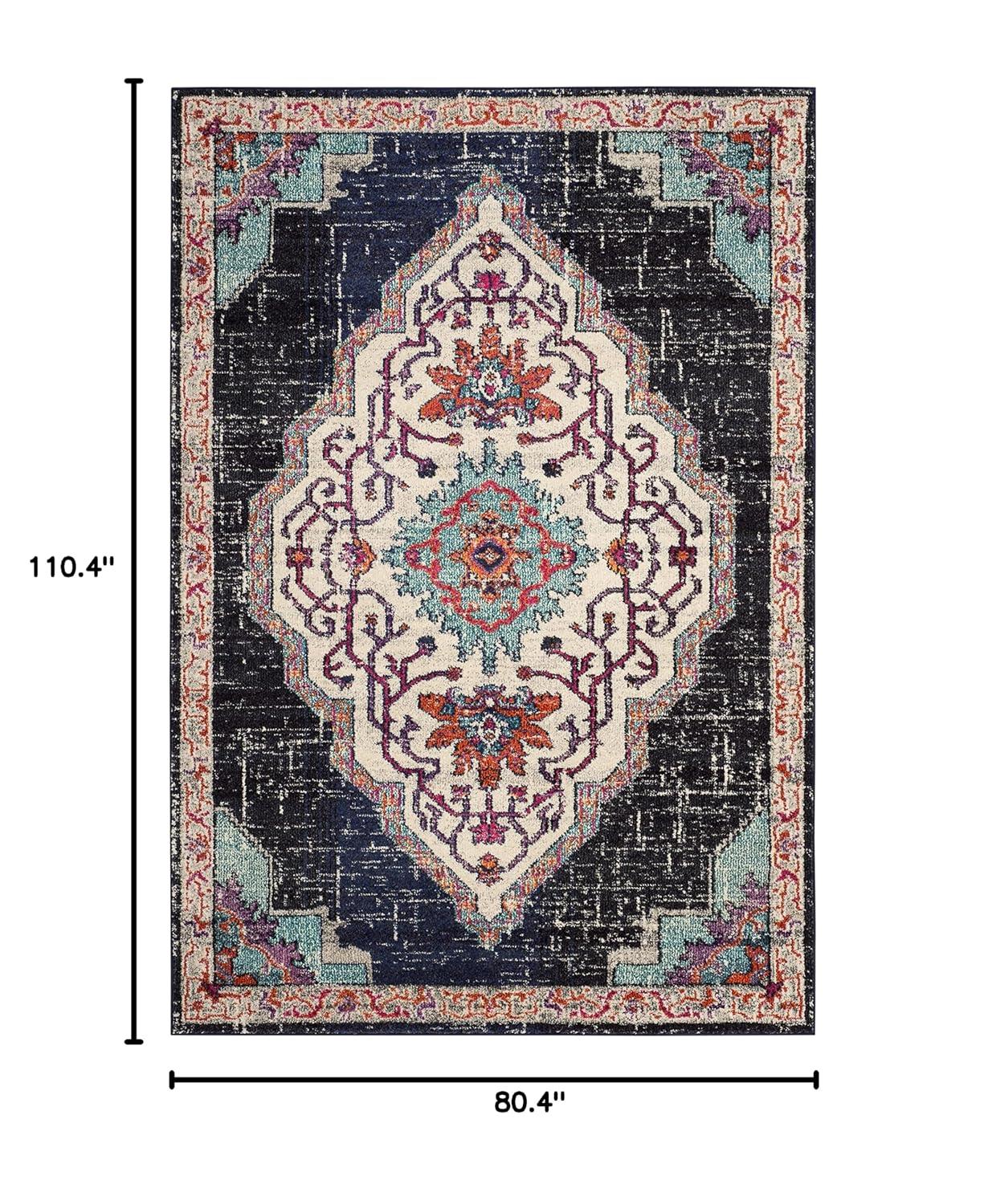 Monaco MNC254 Power Loomed Indoor Area Rug - Black/Blue - 6'7"x9'2" - Safavieh