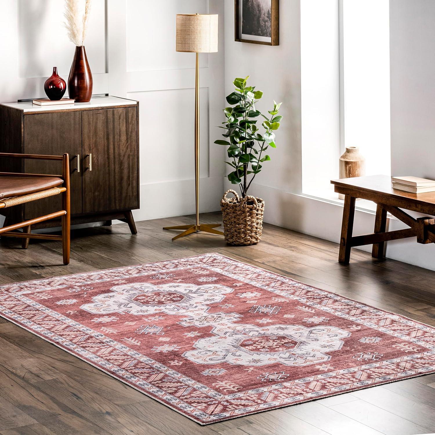 Nuloom Norma Machine Washable Traditional Medallion Indoor Area Rug