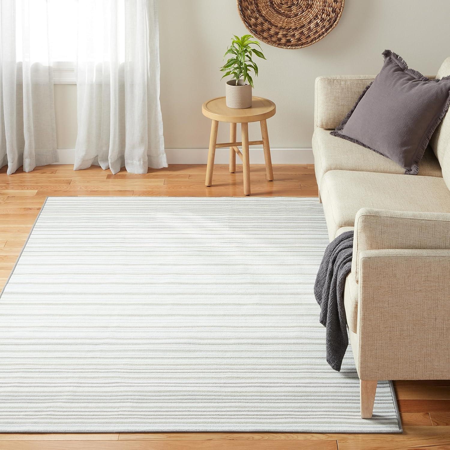 Town & Country Basics Layne Everwash Non-Slip Backing Area Rug Silver/Gray