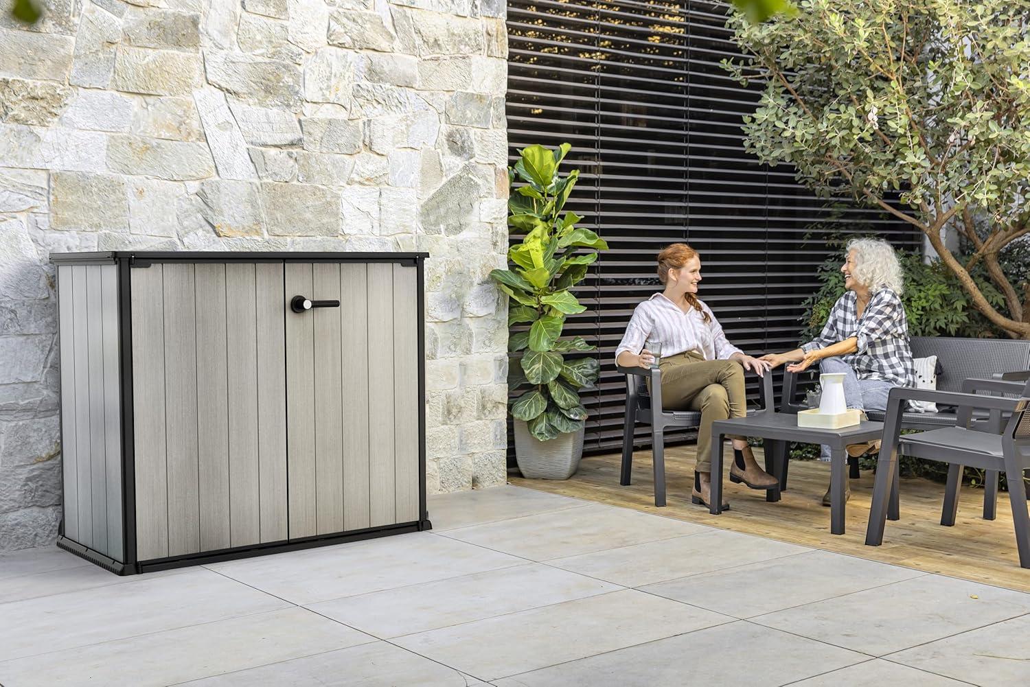 Gray Resin Outdoor Storage Shed with Paintable Walls