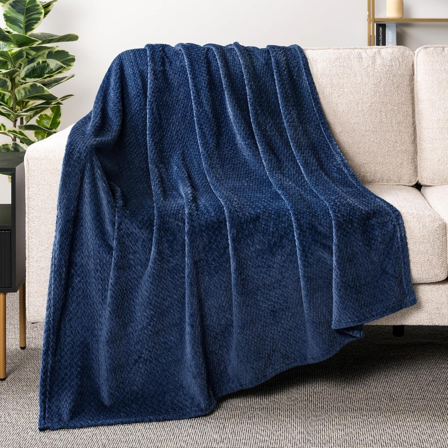 PAVILIA Luxury Fleece Blanket Throw for Bed, Soft Lightweight Plush Flannel Blanket for Sofa Couch