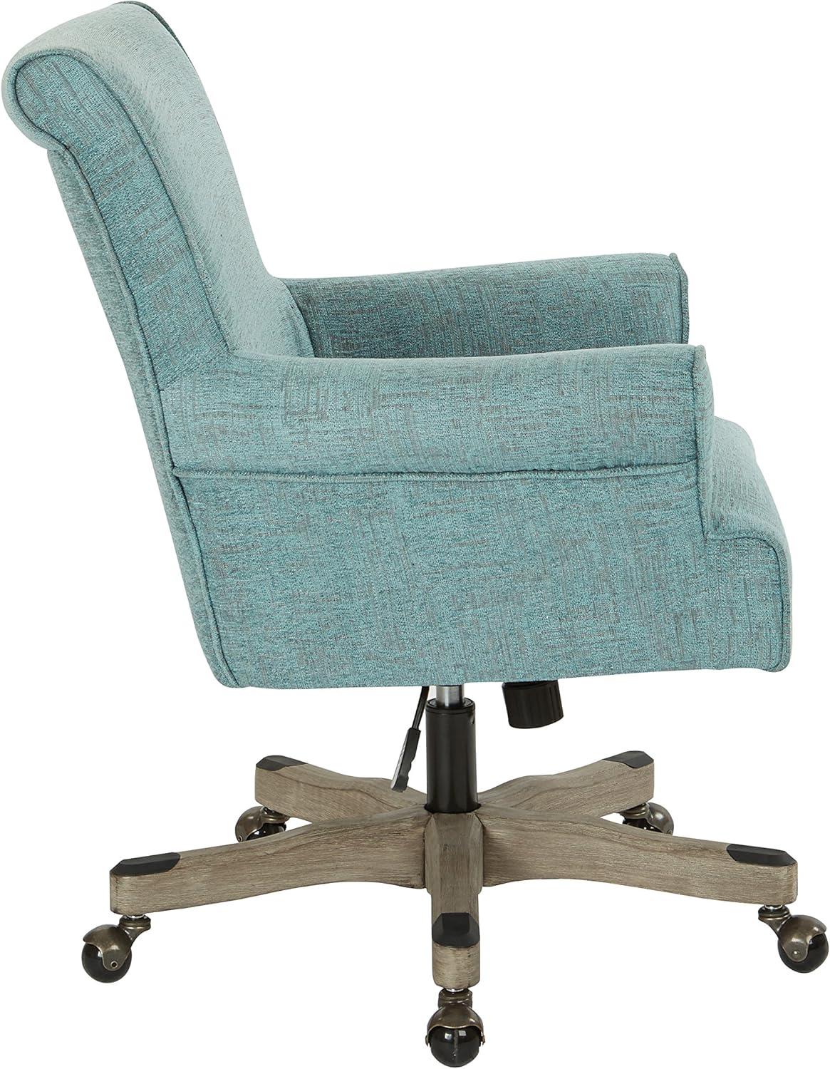 Megan Office Chair in Turquoise Fabric with Grey Wash Wood