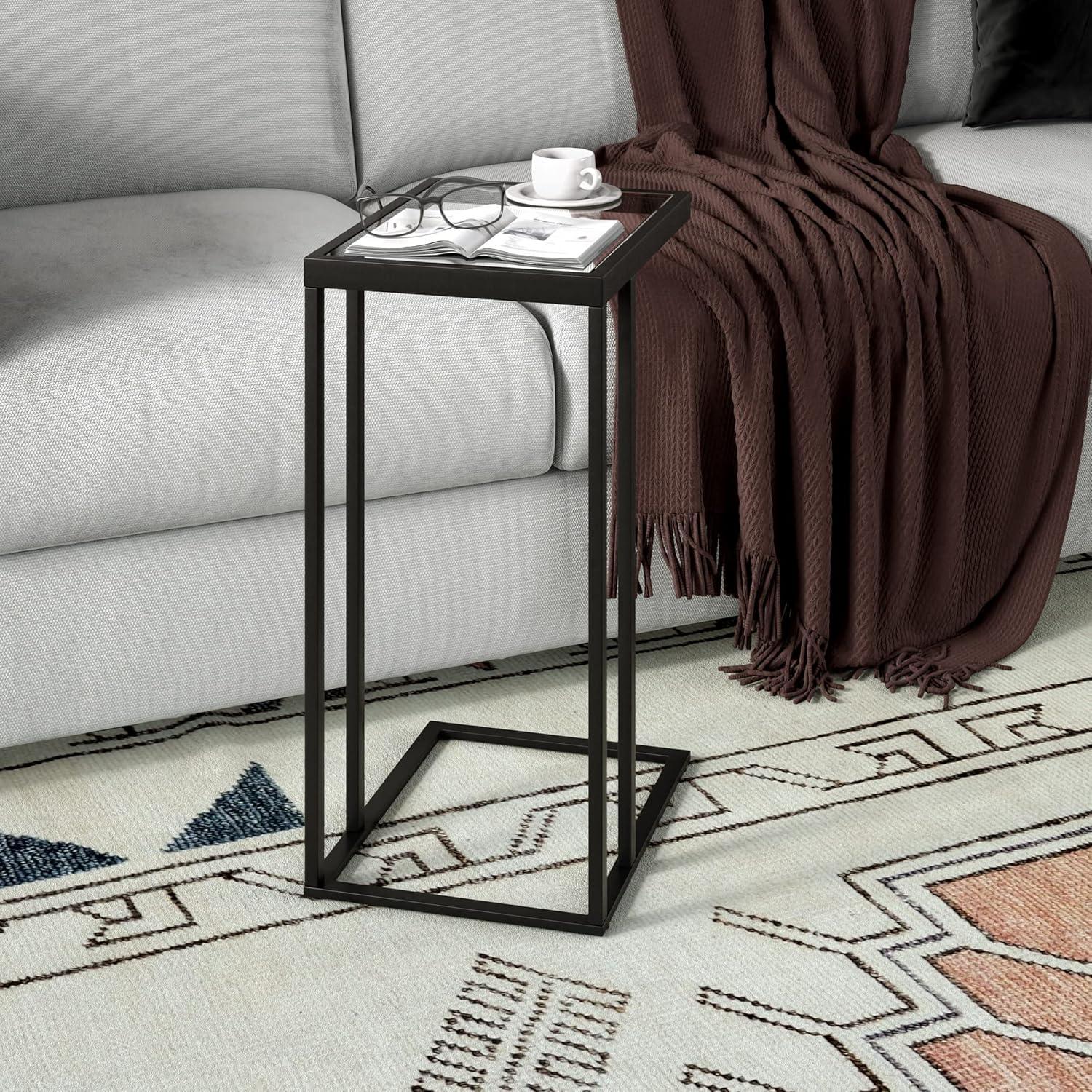 Evelyn&Zoe Alexis 16" Wide Rectangular Side Table, Blackened Bronze