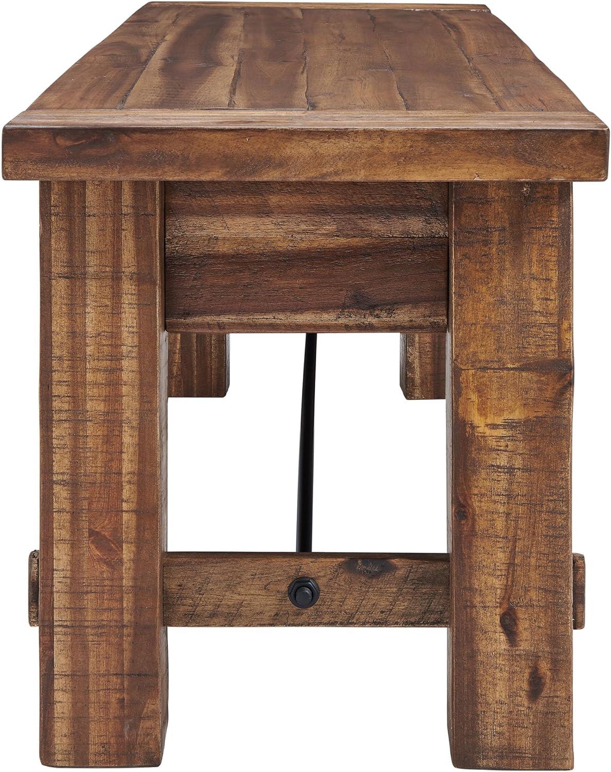 Durango Wood Entryway/Dining Bench Dark Brown - Alaterre Furniture: Industrial Accent, 60" Long