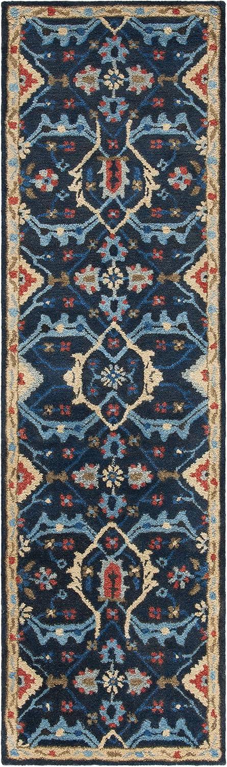 Heritage HG416 Hand Tufted Runner Rug - Navy/Multi - 2'3"x8' - Safavieh.