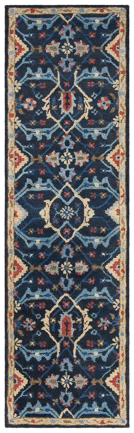 Heritage HG416 Hand Tufted Runner Rug - Navy/Multi - 2'3"x8' - Safavieh.