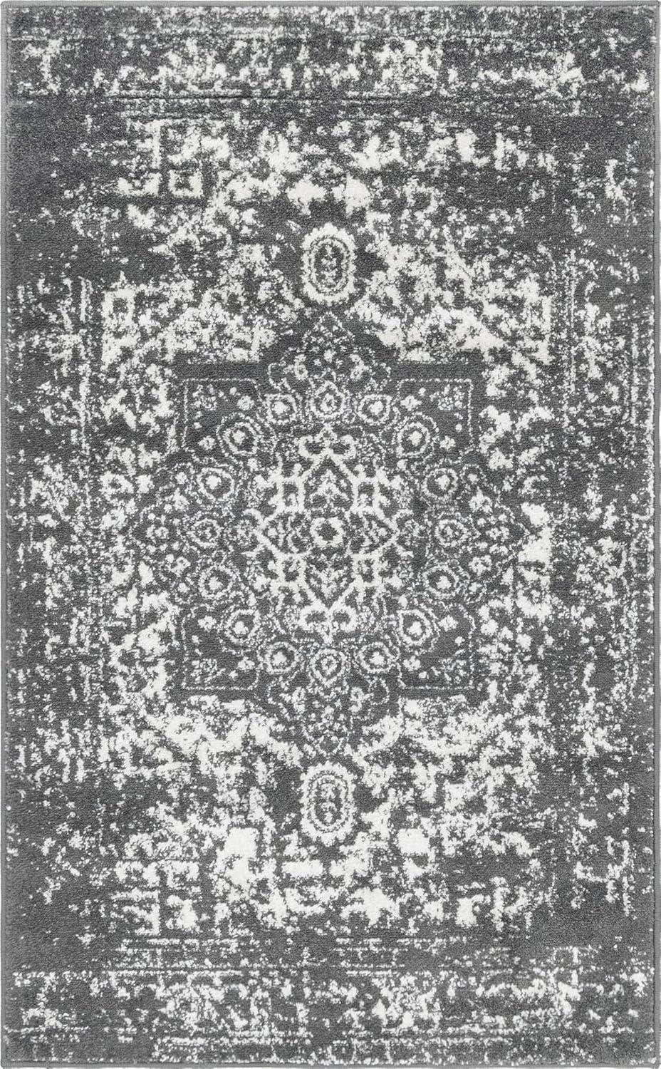 Arlington Medallion 3' x 5' Dark Gray Synthetic Rectangular Rug