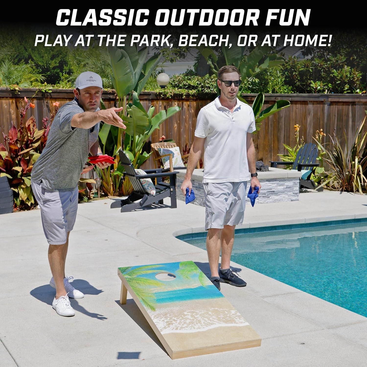 GoSports Gosports 4'x2' Reguation Size Premium Wood Cornhole Set - Beach Themed Design