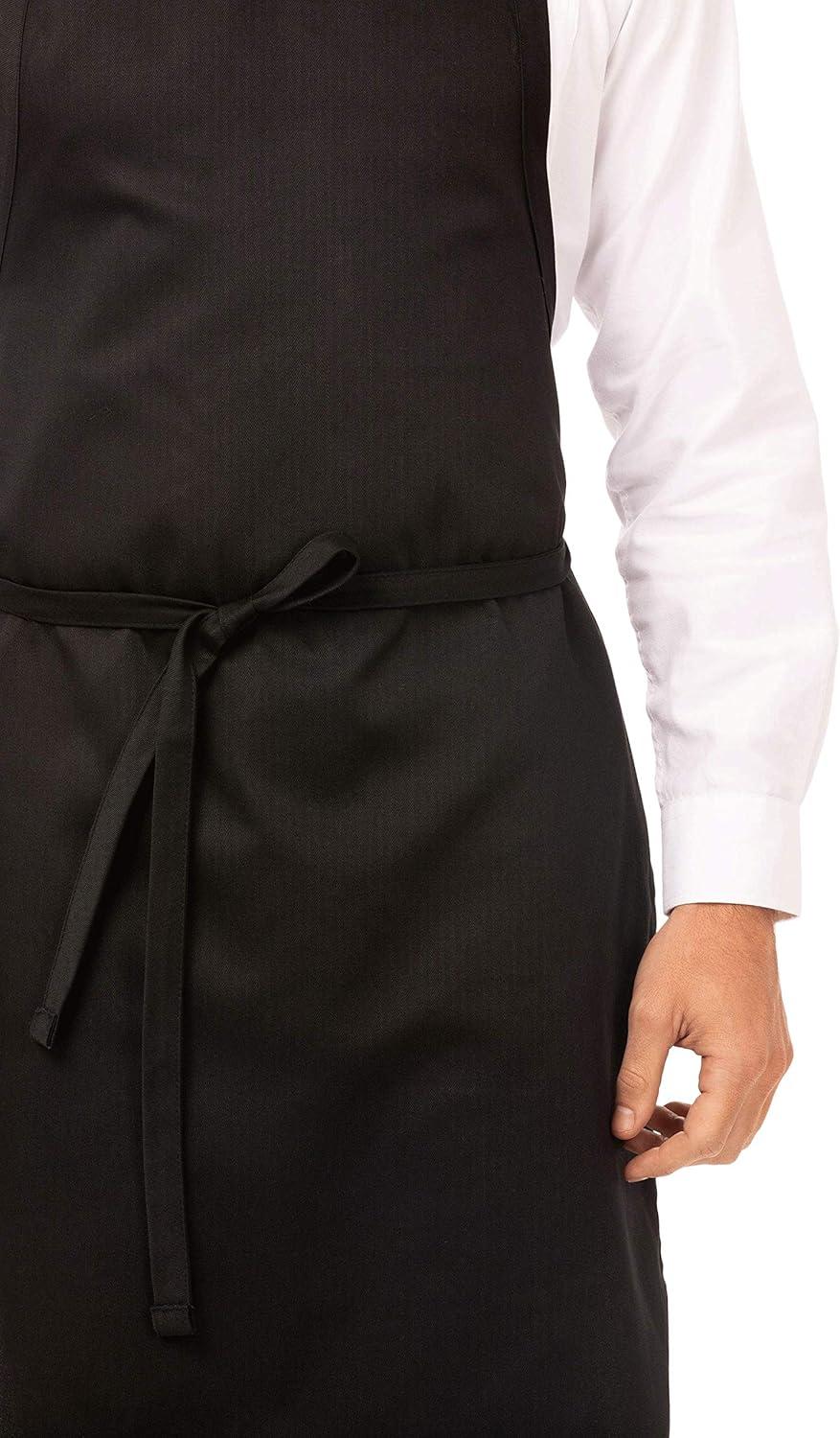 Black Unisex Cotton Bib Apron Without Pockets