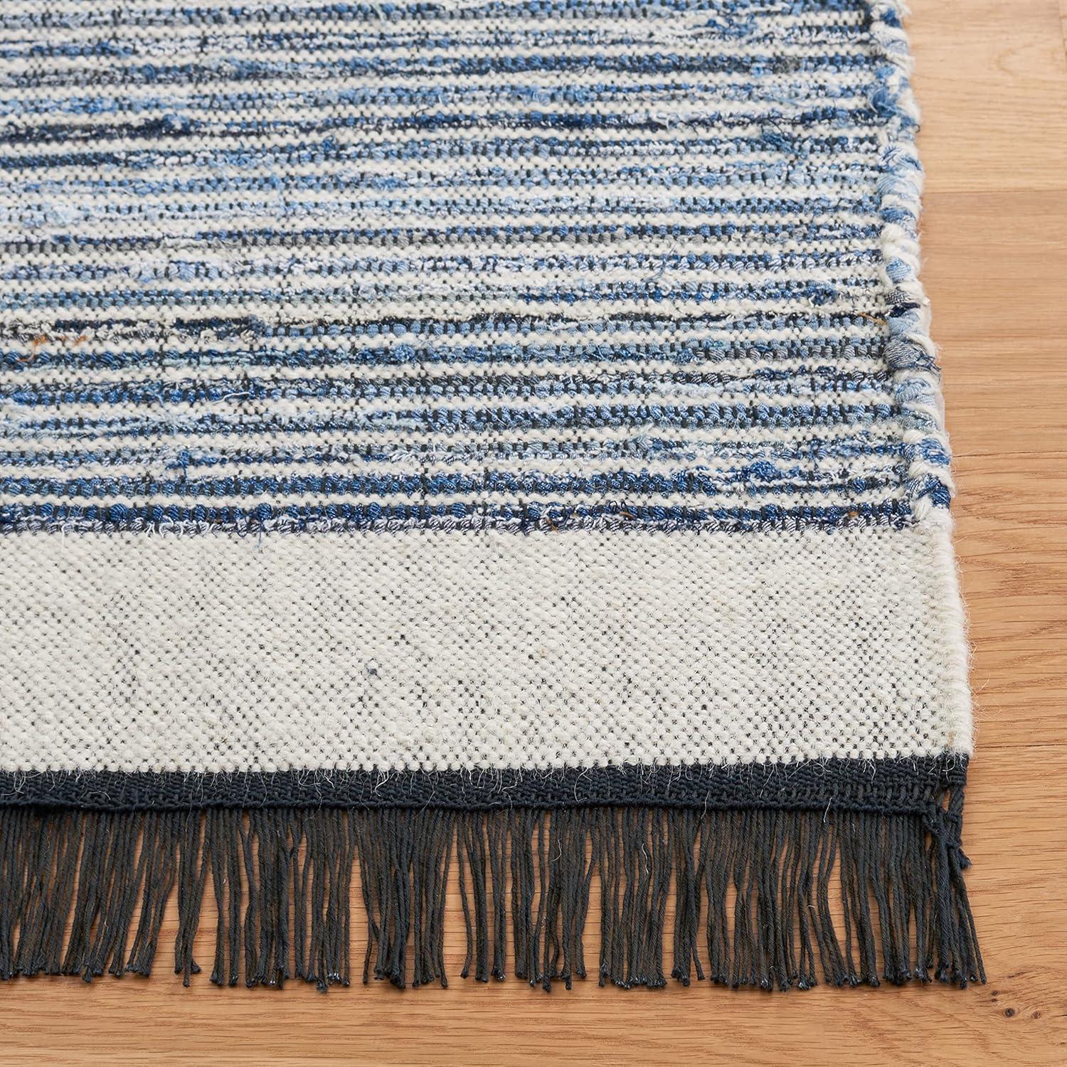 Kilim KLM310 Hand Woven Area Rug - Blue/Ivory - 4'x6' - Safavieh.