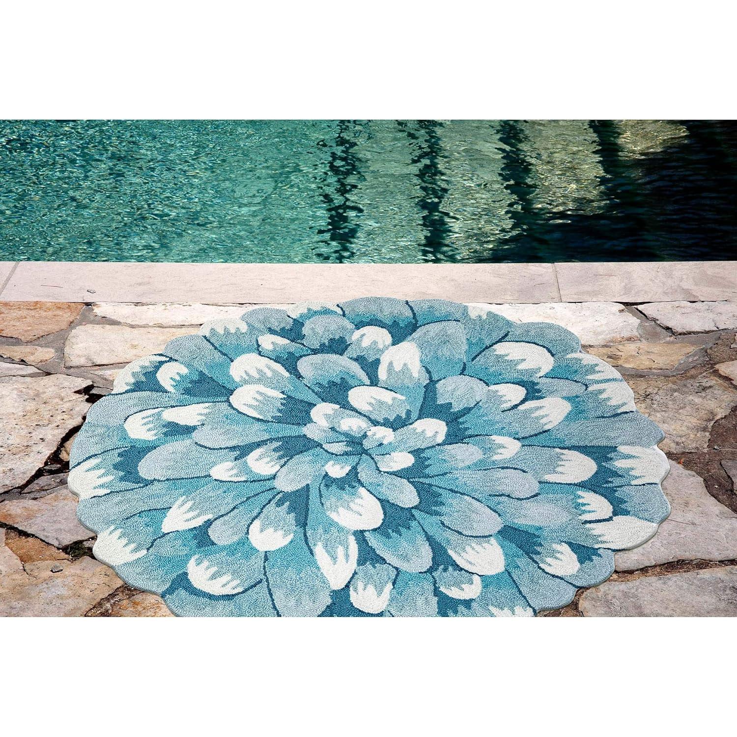 Liora Manne Frontporch Sunflower Indoor/Outdoor Rug Yellow 5' Round