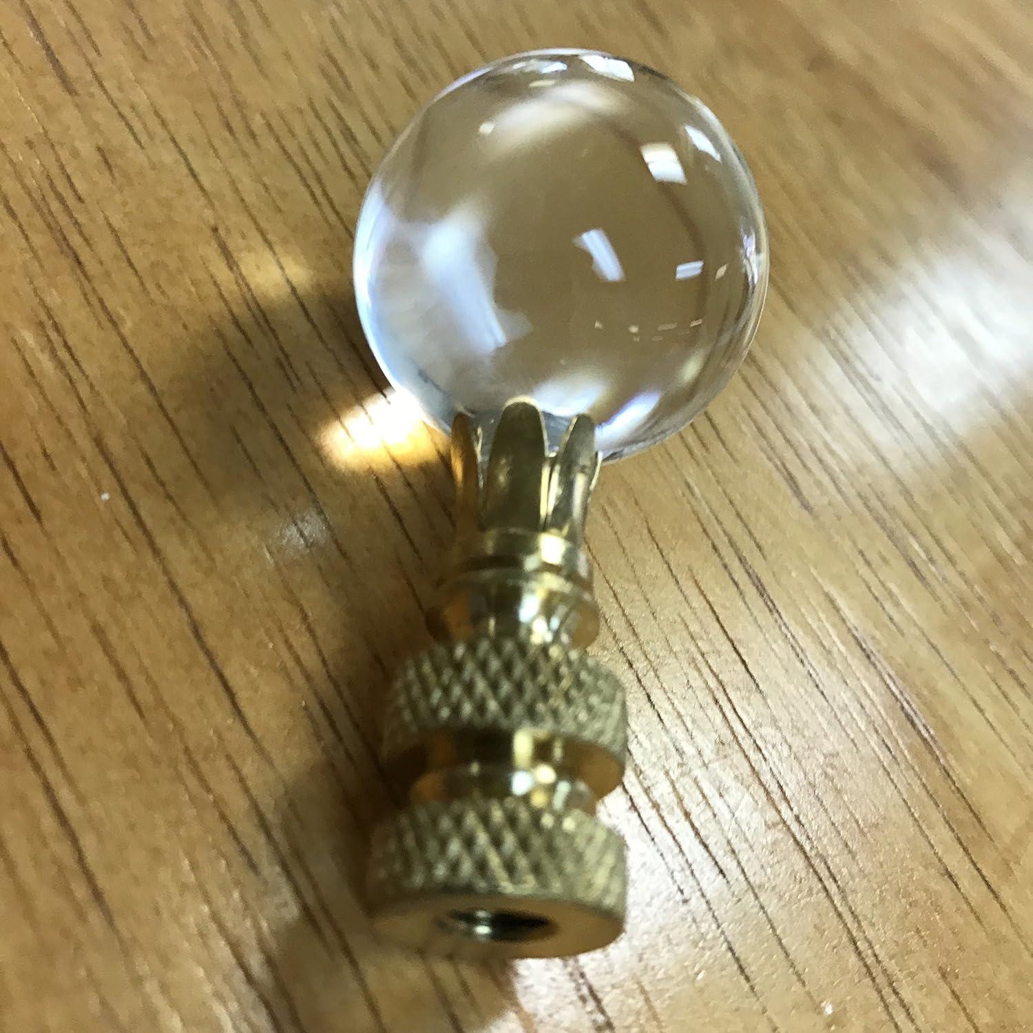 Royal Designs CCF-2016M-PB-2 Medium Clear Ball K9 Crystal Finial For Lamp Shade With Polished Brass Base, Set of 2