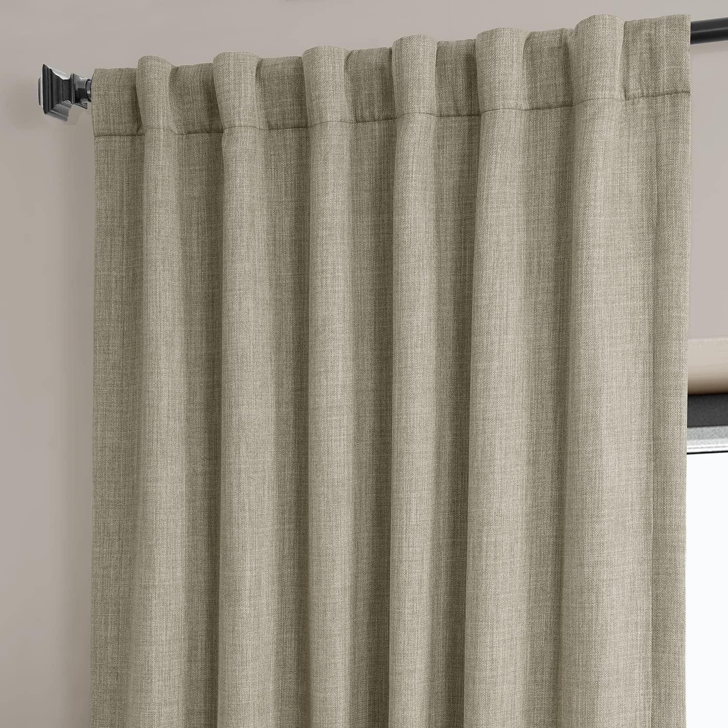 Oatmeal Faux Linen Room Darkening Curtain (1 Panel), Oatmeal, 50W X 96L