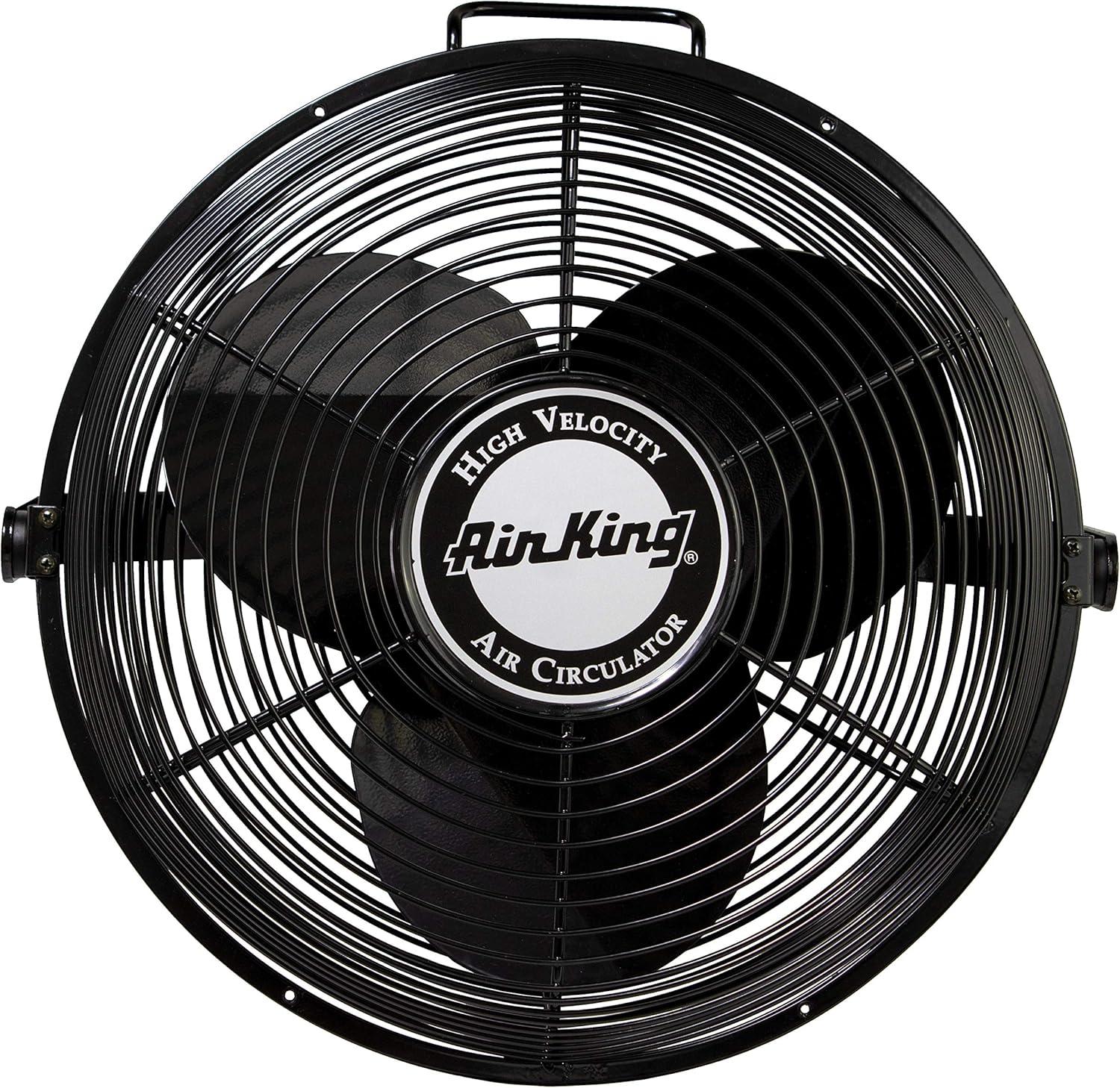 Air King 14 Inch 1/20 Horsepower 3-Speed Indoor Industrial and Commercial Enclosed Pivoting Warehouse Garage Steel Multi-Mount Fan, Black