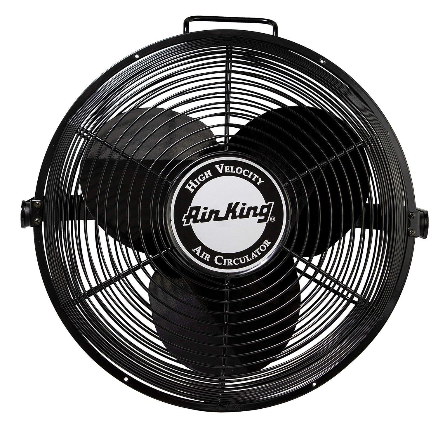 Air King 14 Inch 1/20 Horsepower 3-Speed Indoor Industrial and Commercial Enclosed Pivoting Warehouse Garage Steel Multi-Mount Fan, Black