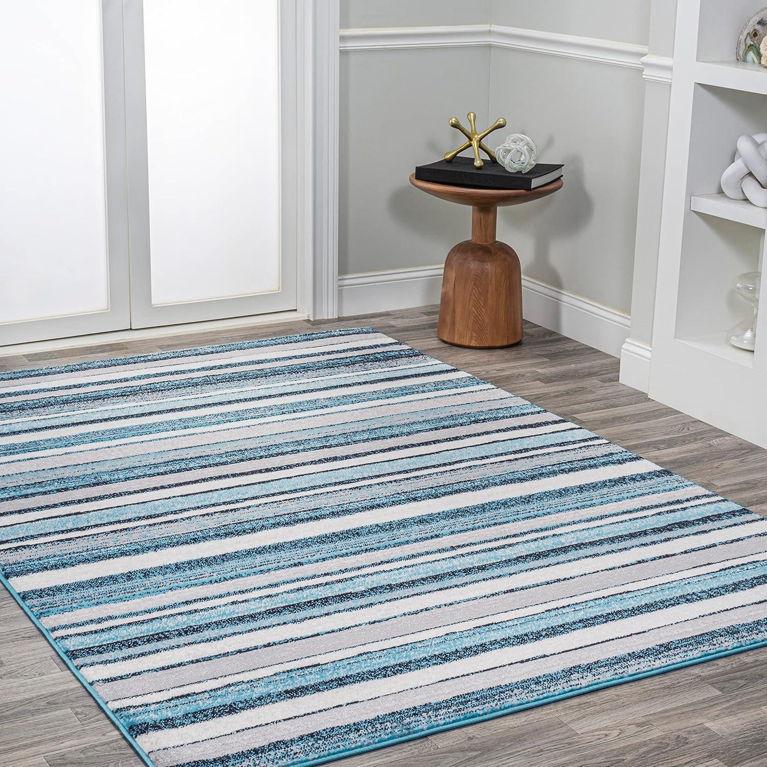 3' x 5' Magnolia Beach Strie' Striped Area Rug, Blue/Navy - JONATHAN Y