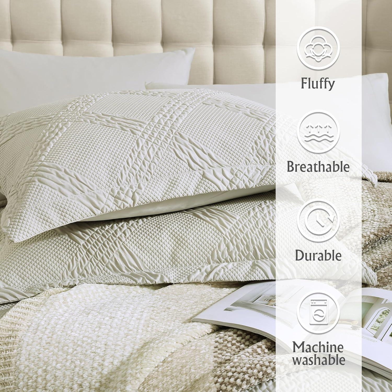 Geniospin Twin Comforter Set - 5 Pieces Burnt Orange Bedding Set, Botanical Textured Fall Comforter Set, All Season Lightweight Bed in a Bag with Comforter, Sheets, Pillowcases & Shams