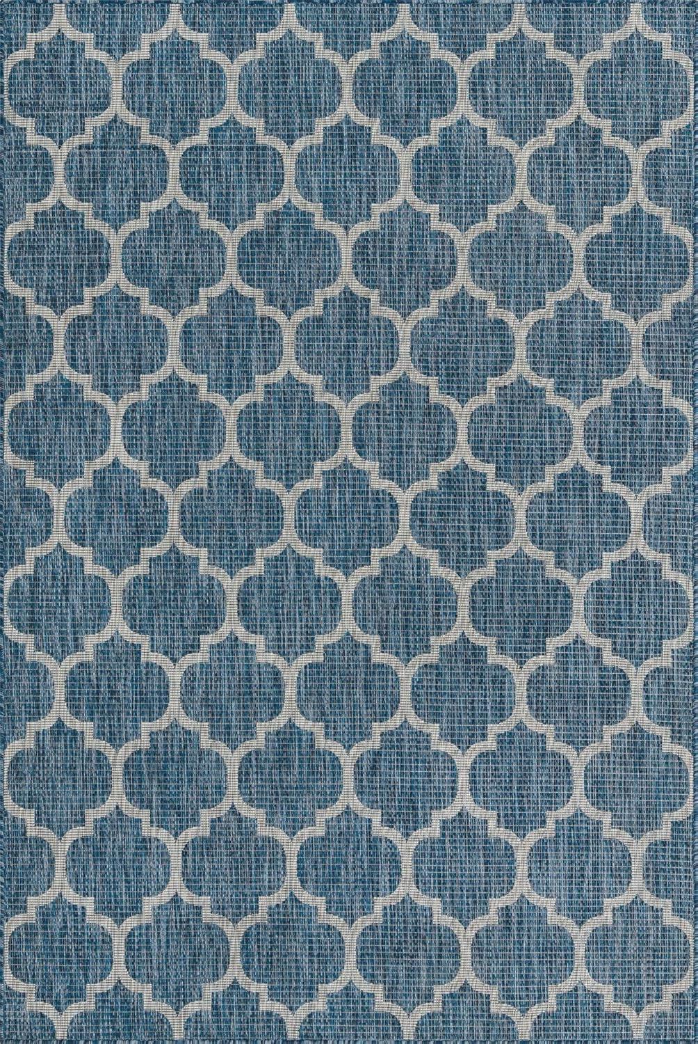 Unique Loom 6' 1 x 9' 0 Rectangle Indoor/Outdoor Trellis Navy Blue Area Rug