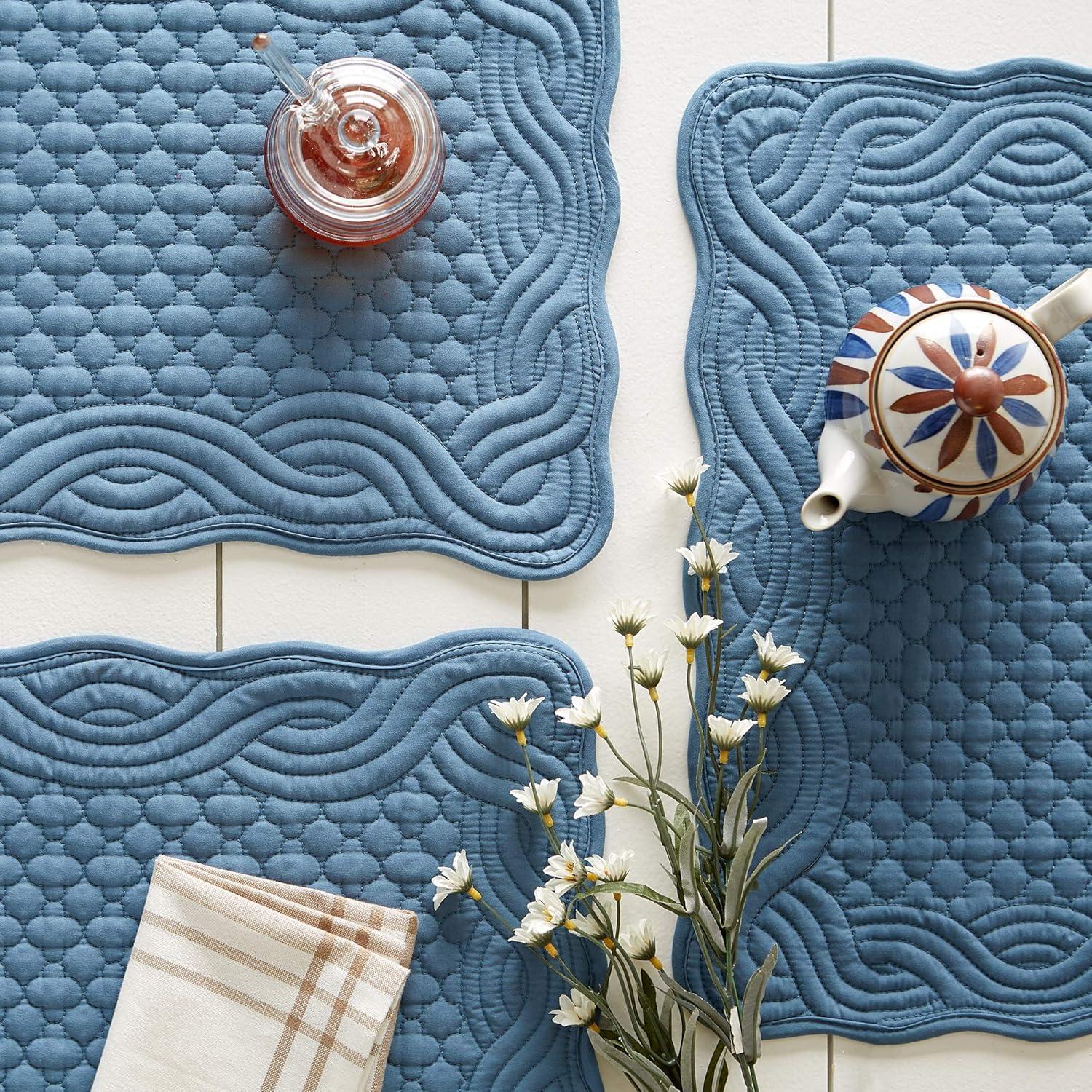 French Blue Quilted Farmhouse Placemat (Set of 6)