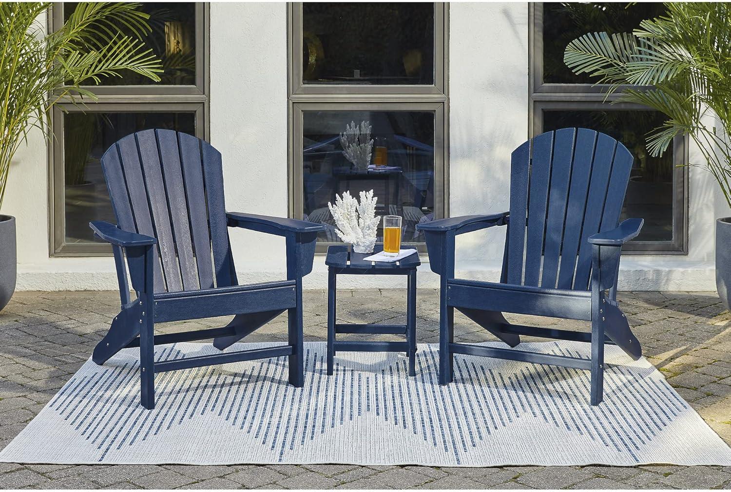 Blue HDPE Rectangular Outdoor End Table