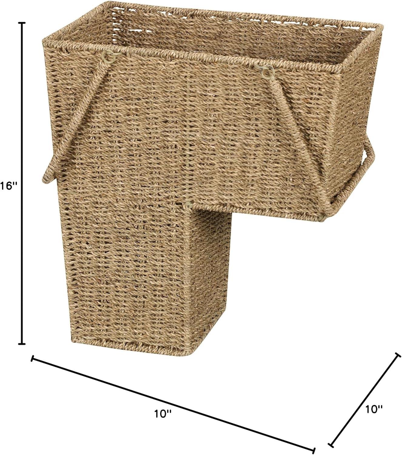 Natural Brown Seagrass Rectangular Stair Storage Basket