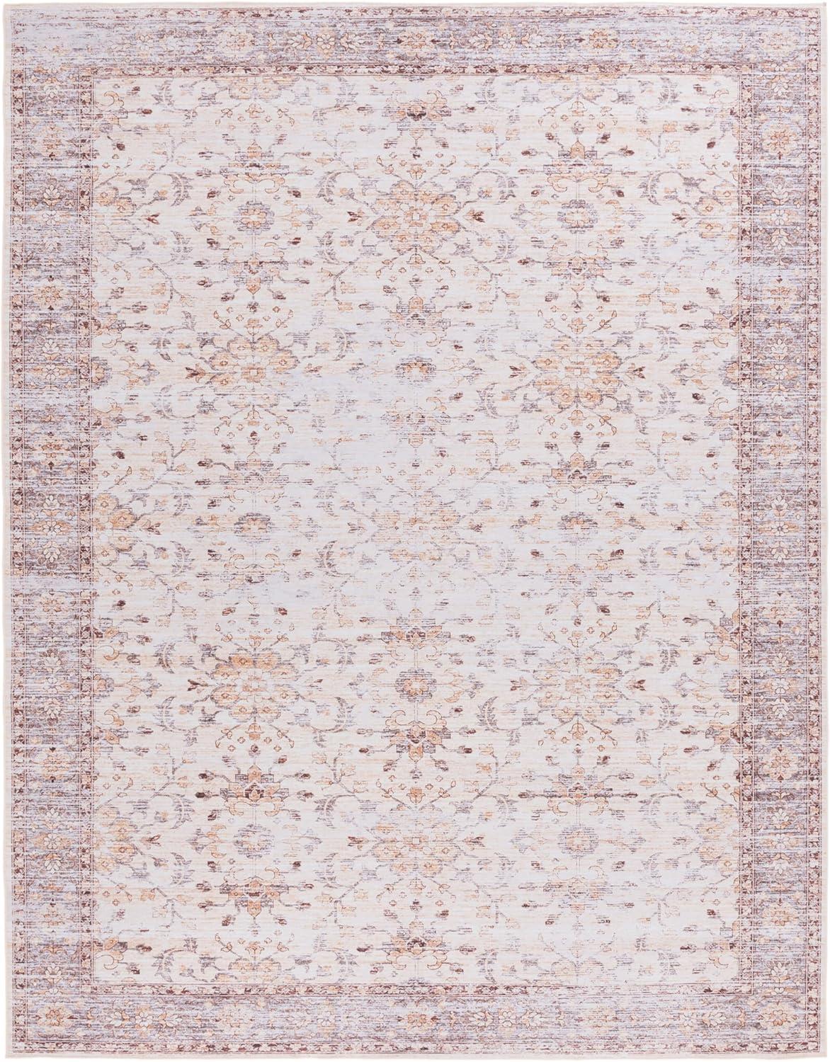 SAFAVIEH Tucson Darion Traditional Machine Washable Area Rug, 9' x 12', Beige/Gold