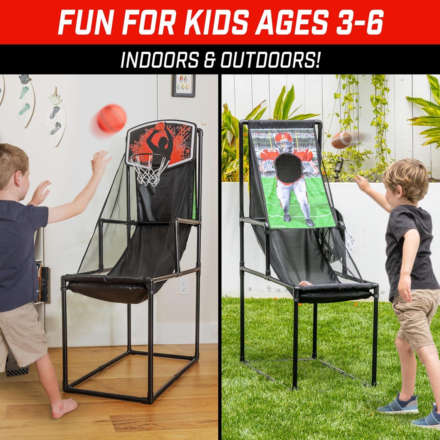 Indoor Outdoor 2-in-1 Basketball and Football Arcade Game Set