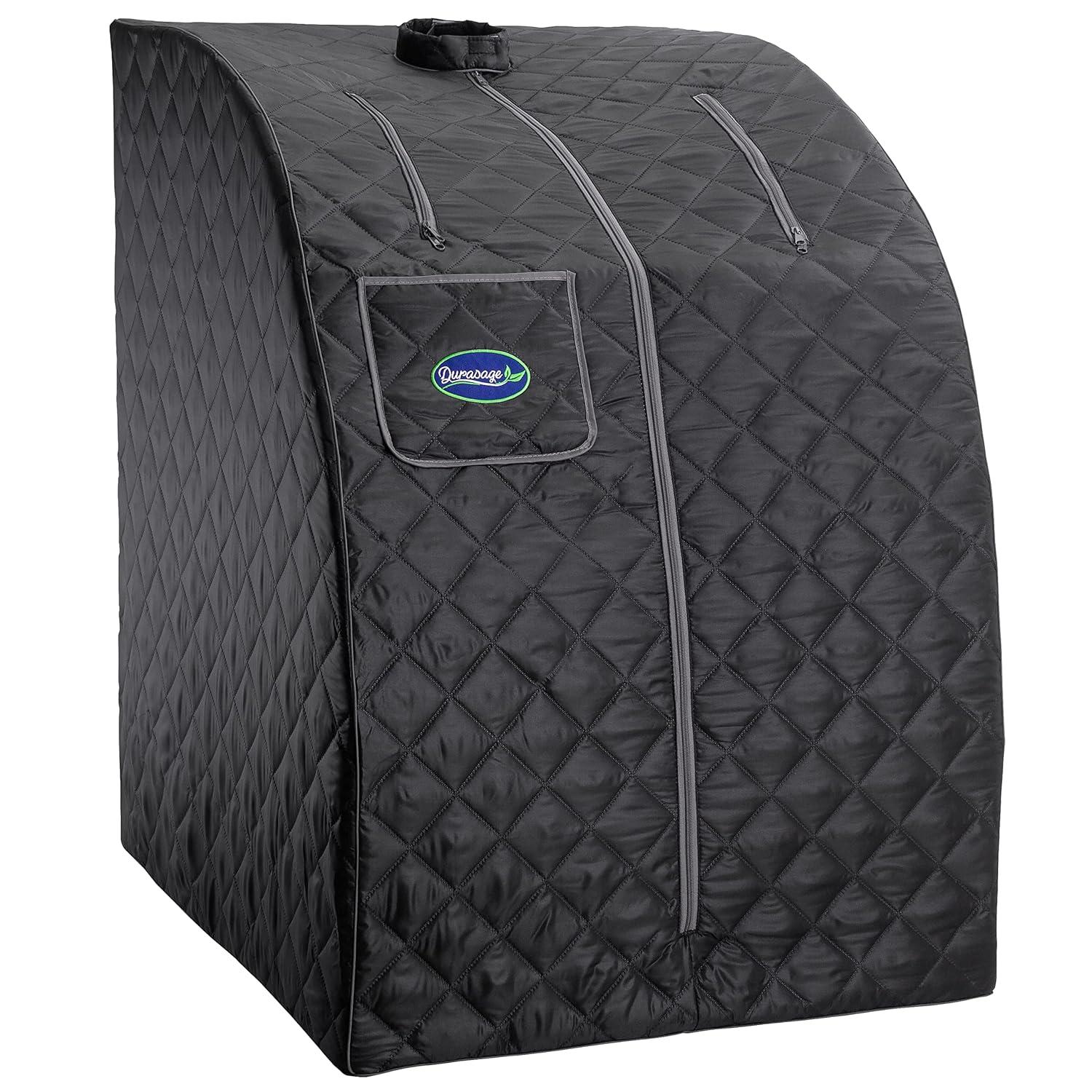 Durasage Portable Steam Sauna Spa - Relaxation at Home - 60 Minute Timer - 800 Watt Steam Generator - Chair Included - Dark Gray