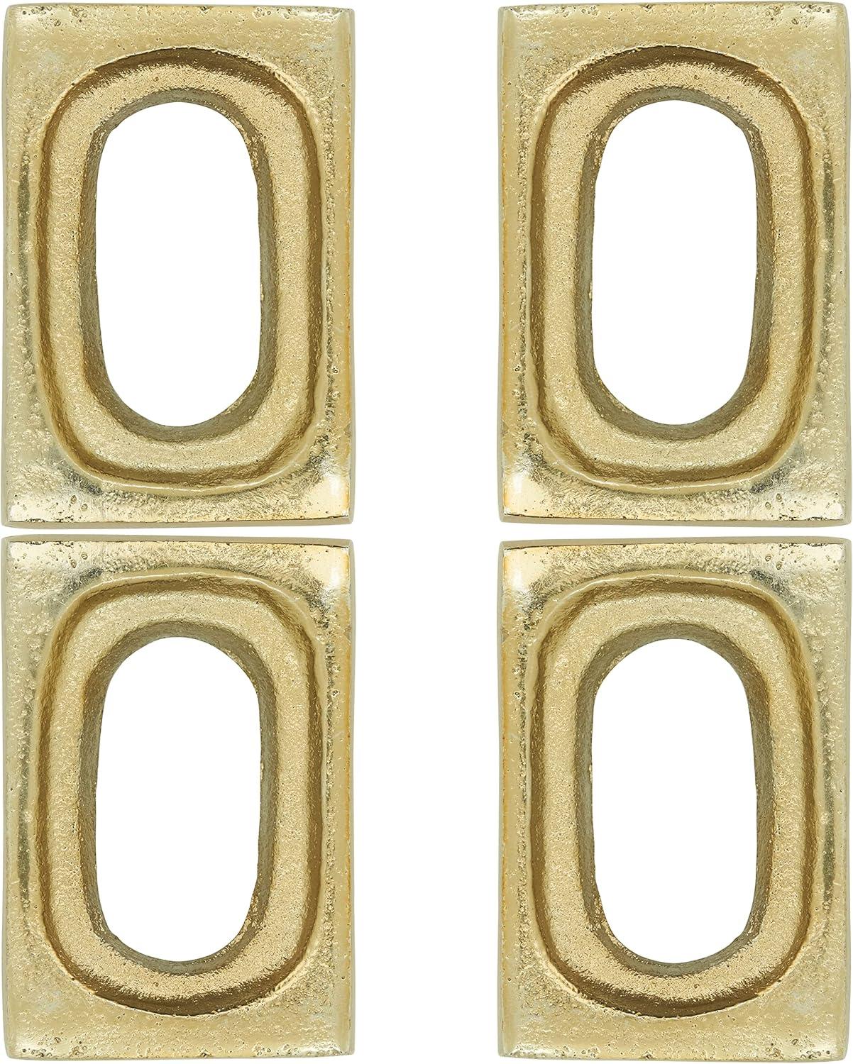 Gold Rectangular Metallic Napkin Rings Set of 4