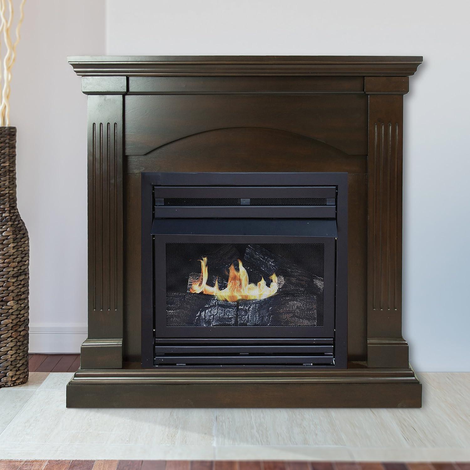 Pleasant Hearth 36 in. Natural Gas Compact Freestanding Tobacco Vent Free Fireplace 20,000 BTU