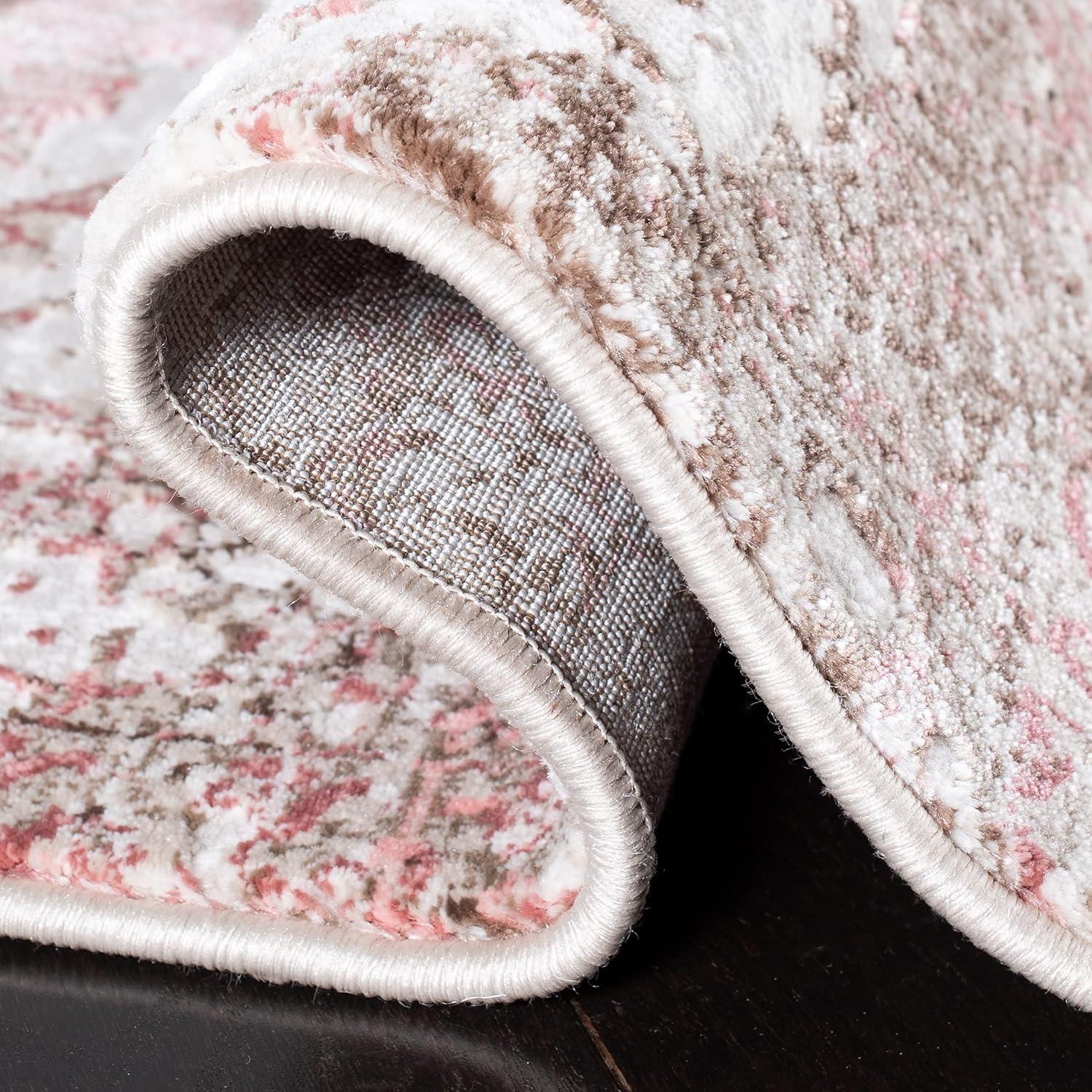 Meadow 500 MDW585 Power Loomed Indoor Runner Rug - Beige/Pink - 2'x7' - Safavieh