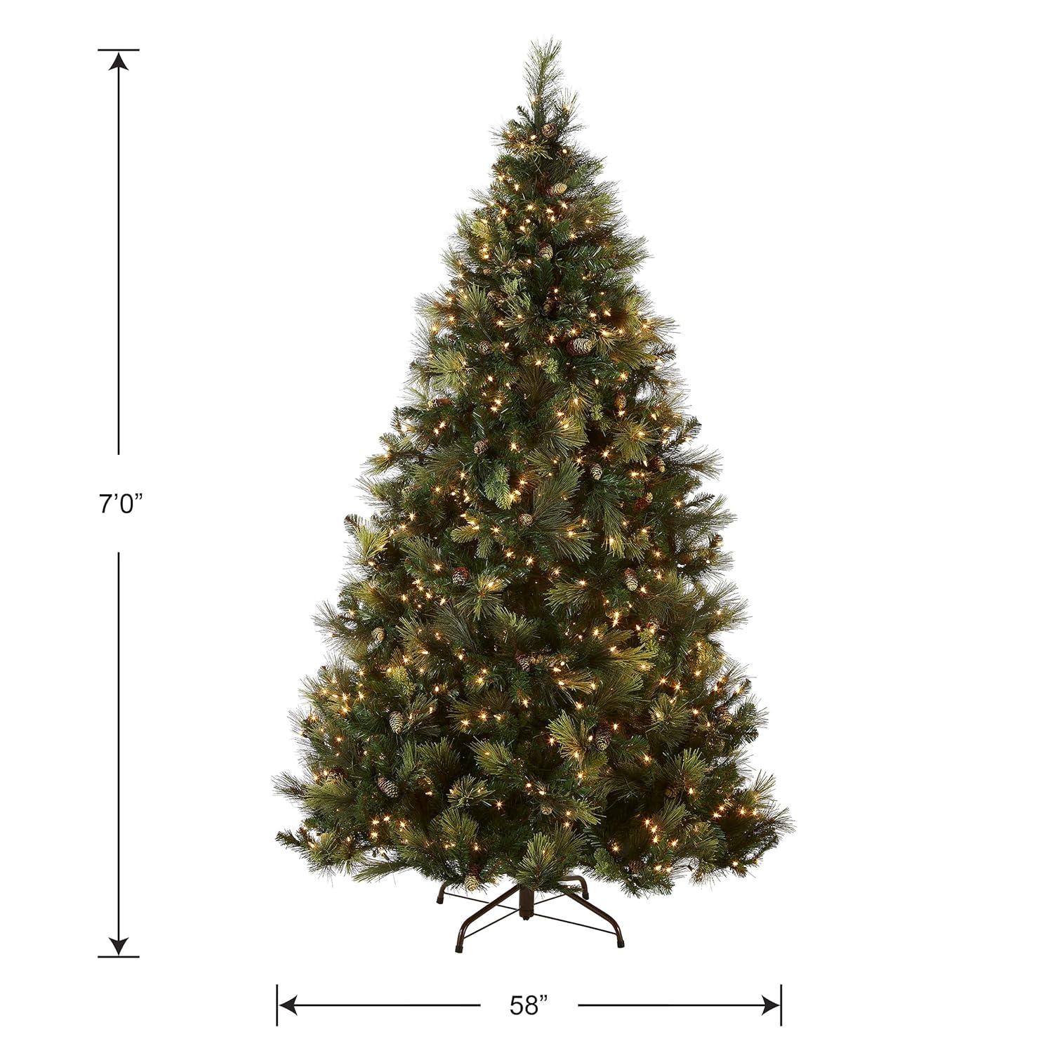 7ft National Christmas Tree Company Pre-Lit Carolina Pine Full Artificial Christmas Tree with 700 Clear Lights