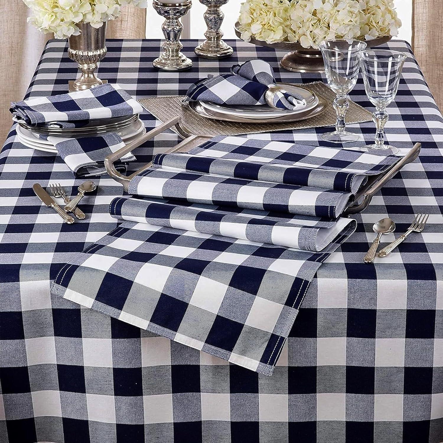 Saro Lifestyle Cotton And Poly Blend Table Runner With Plaid Design