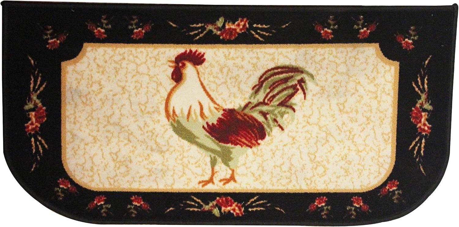 Kashi Home Kitchen Rug, Printed Area Rug, Durable Floor, Door Mat, Farmhouse Non-Slip Carpet Latex Backing Beautiful Design Rooster 3pc Set (2 18x30 D Shape & 1 20x40)